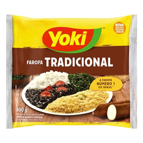 Yoki Seasoned Cassava Flour Farofa de Mandioca Pronta 400g, 14 Ounce (2 Pack)