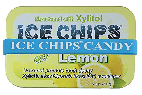 Ice Chips Xylitol Candy Tins (Lemon, 6 Pack); Low Carb, Gluten Free - Includes Band As Shown