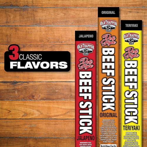 Old Trapper Deli-Style Sausage Sticks, Teriyaki Flavor, 1.75-Ounce Individually Wrapped Packages, 10 Grams Of Protein Per Servin