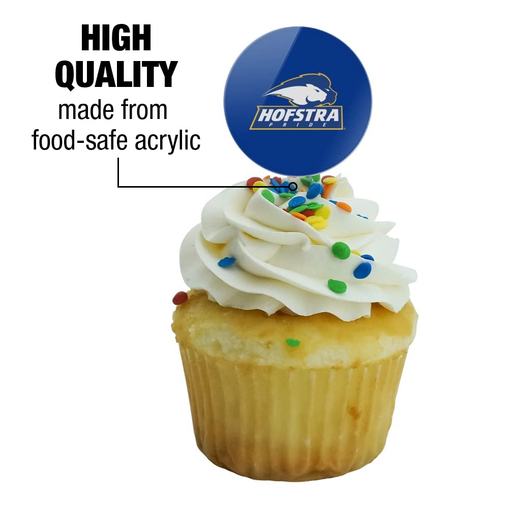 GRAPHICS & MORE Cupcake Picks Set of 6 - Acrylic - Hofstra University Logo - Model CUPT.CIR.ACR.6PK.CLCHOF501