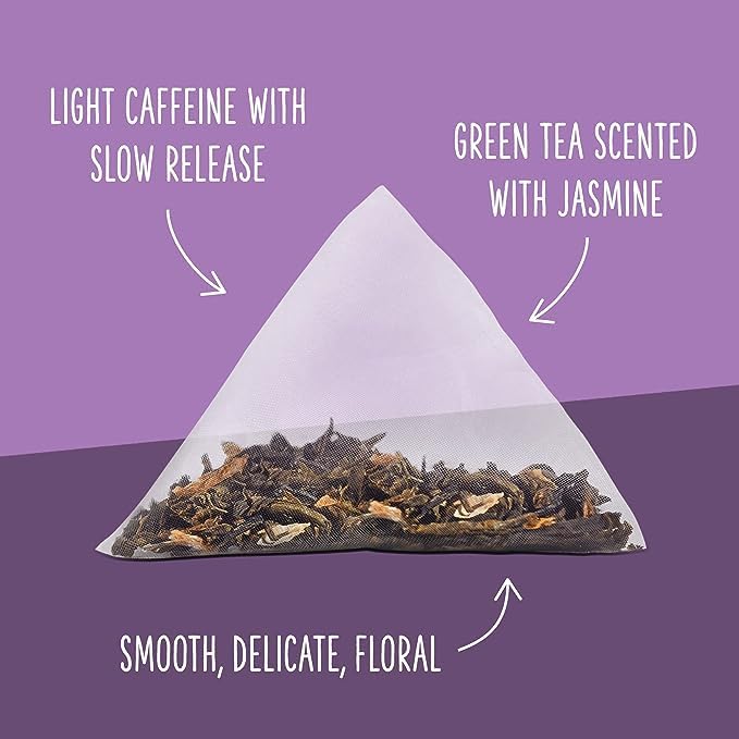 Two Leaves and a Bud Jasmine Green Tea Bags, Whole Leaf in Pyramid Sachets, 15 Count (Pack of 6)