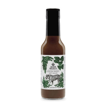 Queen Majesty Cocoa Ghost Hot Sauce 5Oz - All Natural Habanero & Ghost Pepper Condiment With Chipotle - Vegan, Low-Carb, No Suga
