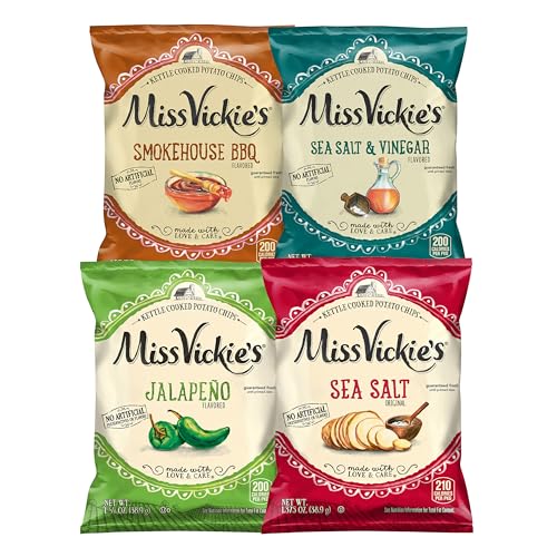 Miss Vickie s Kettle Cooked Potato Chips, Variety Pack, 1.375 Ounce (Pack of 28)