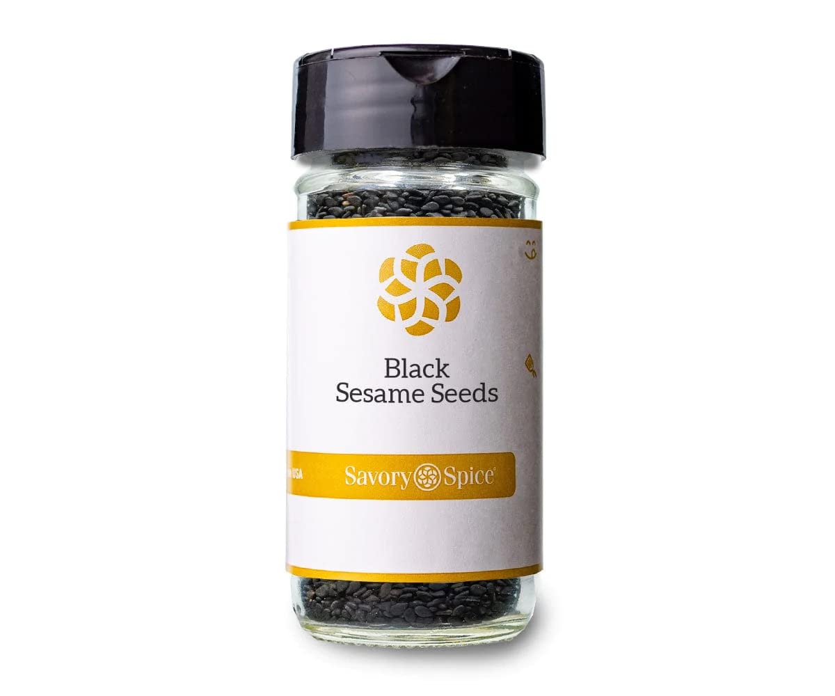 Savory Spice Black Sesame Seeds - Whole Black Sesame Seeds for Sushi, Rice, Salads, Fish & Pork | Use to Make Black Sesame Ice C