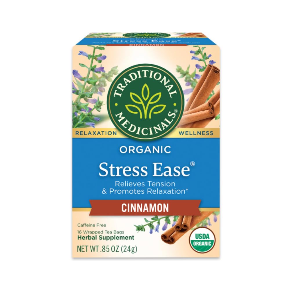 Traditional Medicinals Organic Stress Ease Cinnamon Tea  16 Tea Bags