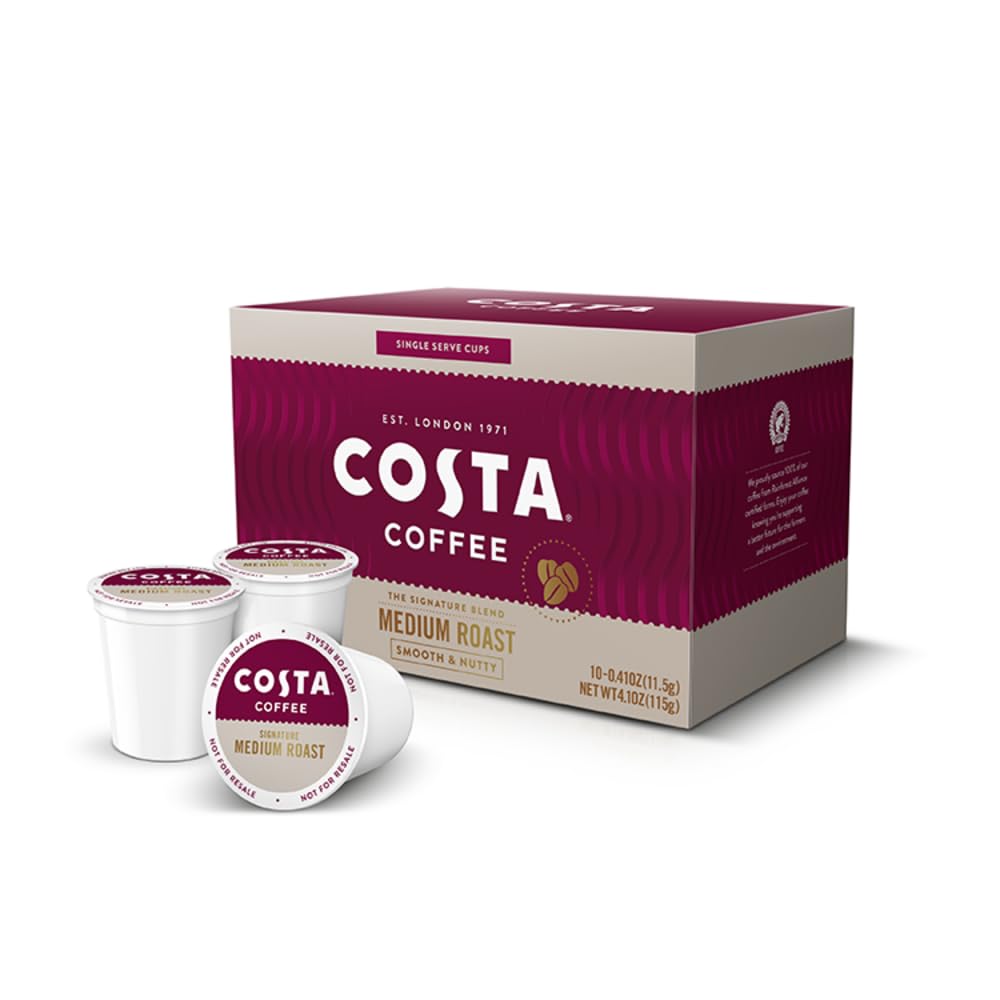 Costa Coffee Medium Roast Single Serve Pods - Signature Blend - 10 Count