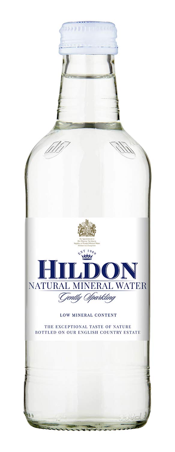 Hildon Gently Sparkling Natural Mineral Water, 11.1 fl oz - Pack of 24 Glass Bottles