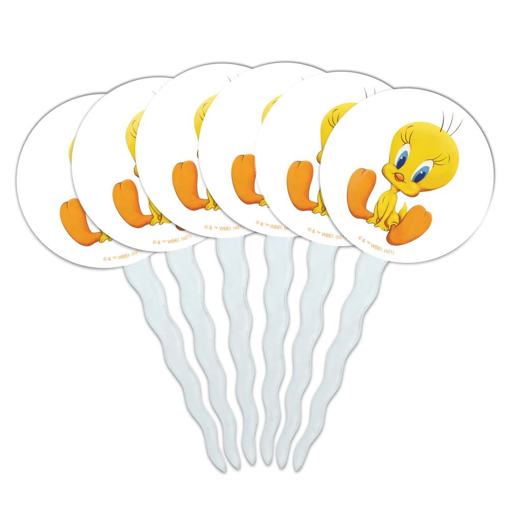 GRAPHICS & MORE Looney Tunes Tweety Cupcake Picks Set of 6, Multi, Acrylic, One Size