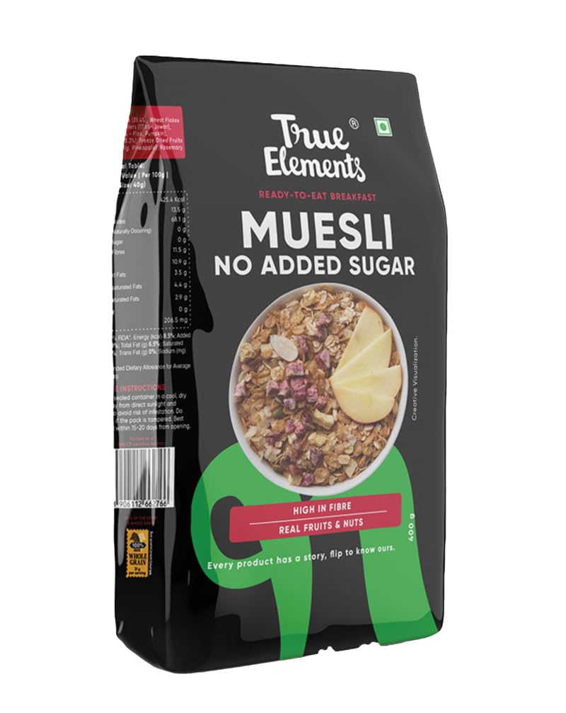 True Elements No Added Sugar Muesli Jar, 400 g