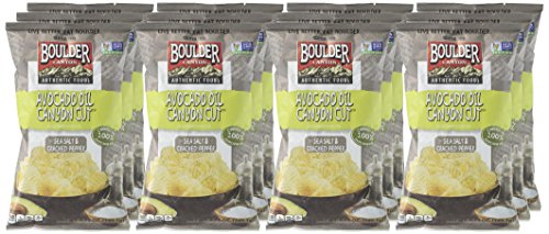 Boulder Canyon Avocado Oil Canyon Cut Kettle Cooked Potato Chips, Sea Salt And Cracked Pepper, 5.25 Ounce (Pack Of 12)