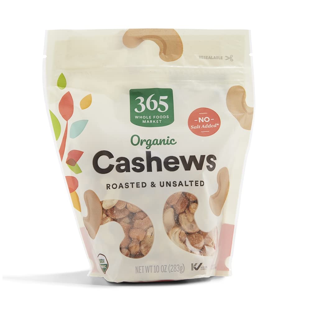 365 by Whole Foods Market, Organic Cashews, Roasted Unsalted, 10 Ounce
