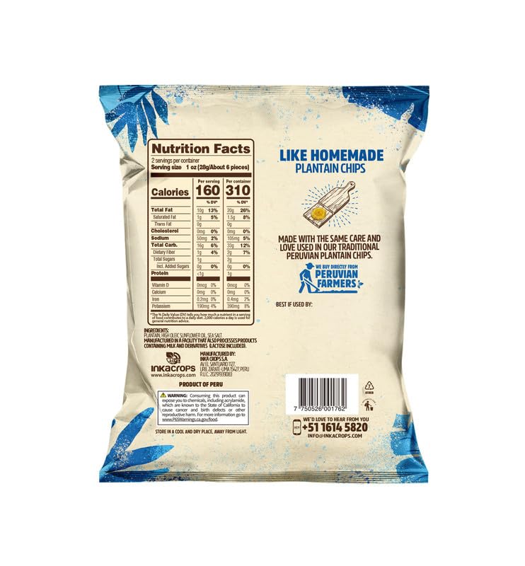 Inka Sea Salt Flavored Tostones Chips, Gluten Free, Non Gmo, 4 Ounces (Pack Of 6)