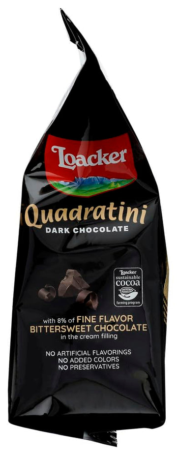 Loacker Quadratini- Dark Chocolate Wafer Cookie, 8.82 Oz Per Bag (Pack Of 4)