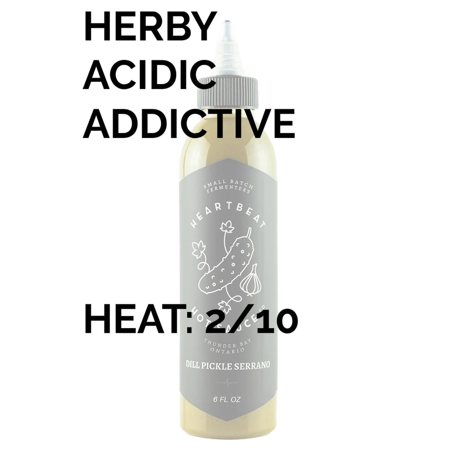 Heartbeat Hot Sauce Co. - Dill Pickle Serrano Hot Sauce, 6 Oz. - Small Batch & Handmade, Vegan, Gluten Free, Preservative Free