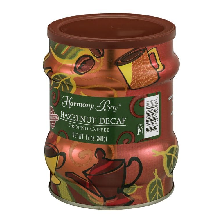 Harmony Bay Hazelnut Decaf Ground Coffee Net Wt. 12 Oz (Pack of 4)