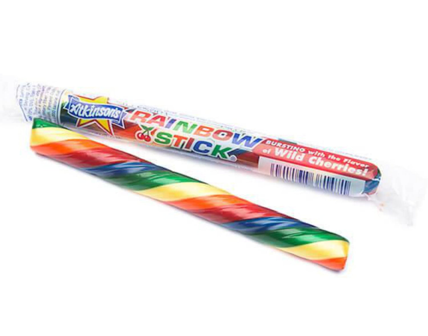 Atkinson Jumbo Rainbow Stick Wild Cherry Candy Sticks - 52 Count Jar