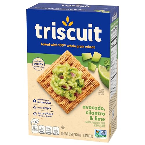 Triscuit Avocado, Cilantro & Lime Whole Grain Wheat Crackers, Lunch Snacks, Bulk Snack Crackers, 6 - 8.5 oz Boxes
