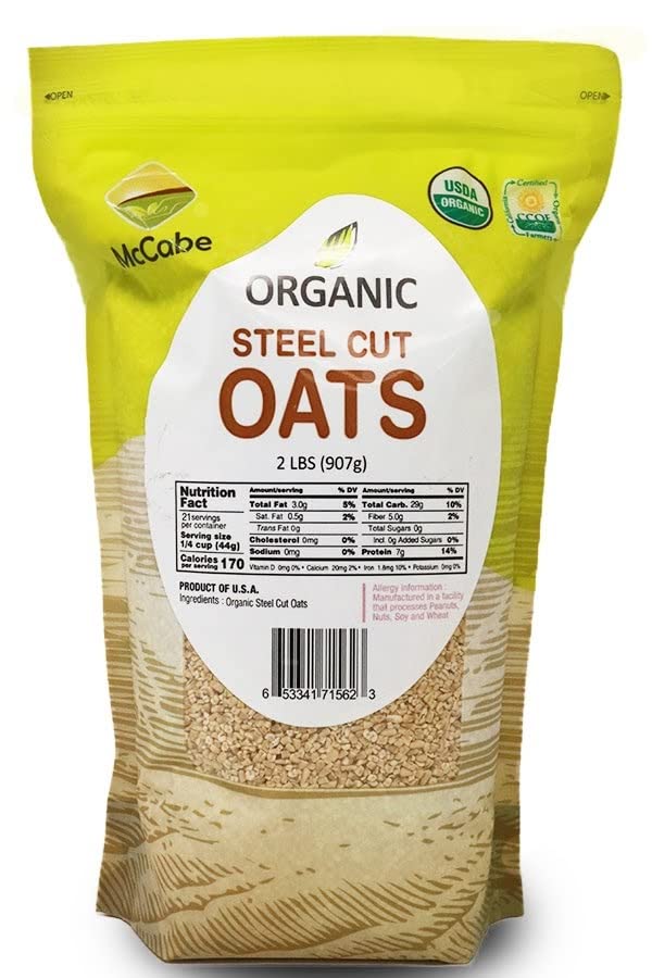 McCabe Organic Steel Cut Oats, Rich in Fiber & Minerals, 32 Ounce (Pack of 3)