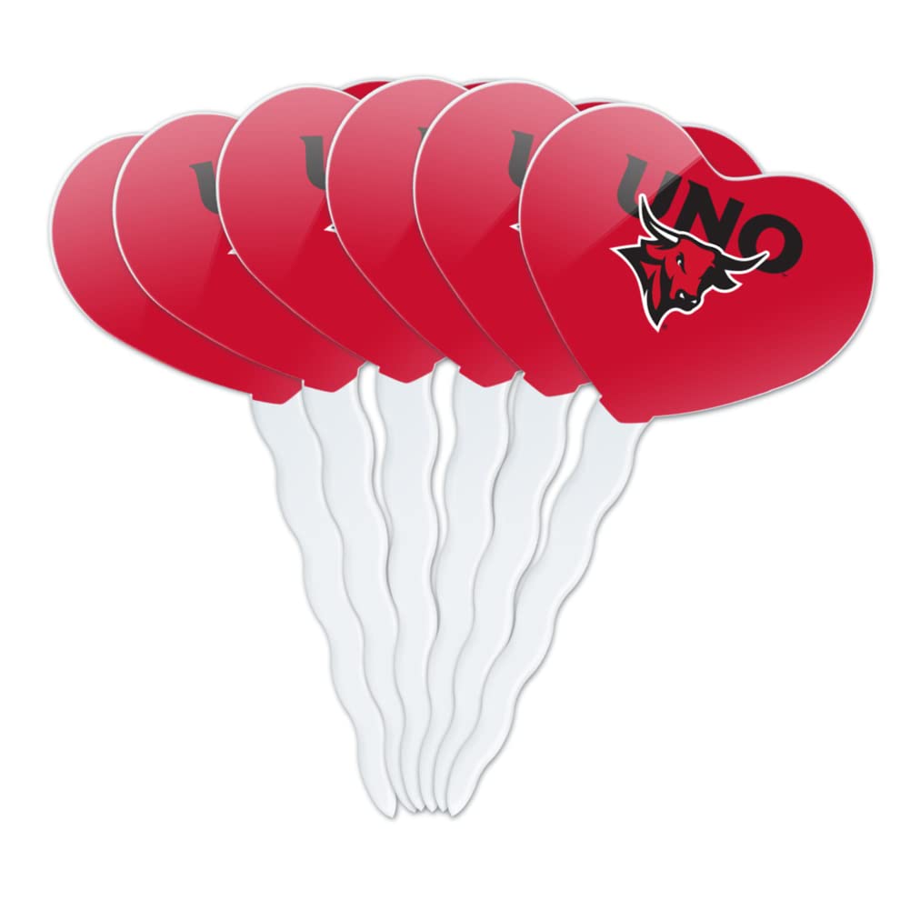 GRAPHICS & MORE Cupcake Picks Toppers Set of 6, Acrylic, Heart Design, One Size, University of Nebraska at Omaha