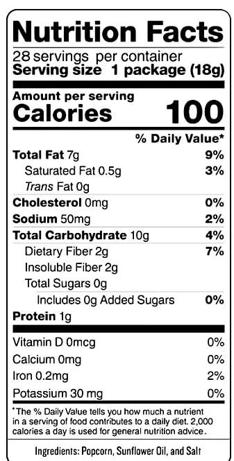 Maryses Place Skinny Of Pop Individual Popcorn Snacks, 0.65 oz Bags, 20 Count, Original Flavor, Gluten Free