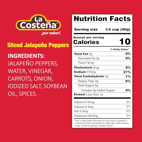 La Costea Sliced Jalapeo Peppers | Pickled Green Hot Jalapeos | 28 Ounce Can (Pack Of 12)