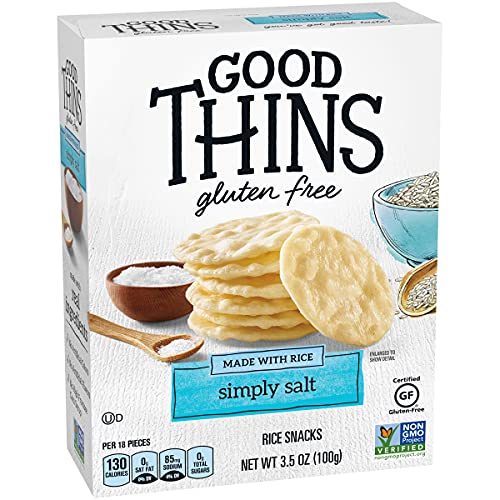 Good Thins Simply Salt Rice Snacks Gluten Free Crackers, 3.5 oz (Pack of 3)
