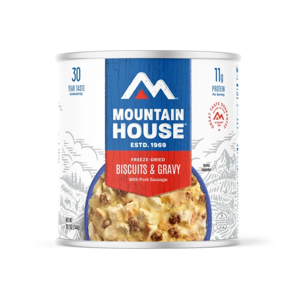 Mountain House Biscuits & Gravy & Freezedried Food For Camping,12 Servings, 30Year Shelflife