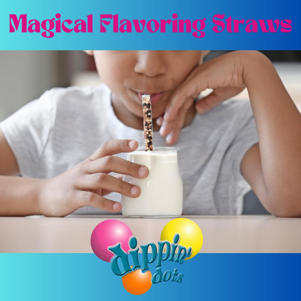 Dippin Dots Magically Flavored Milk Straws, Cotton Candy, Cookies n Cream, and Banana Split, 6-Pack Party Bundle (30 Straws) |