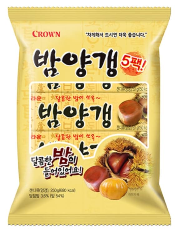 Crown Sweet chestnut Jelly | 50g | Pack of 5, Korean Snack, Yangeng Traditional Korean Dessert, ???
