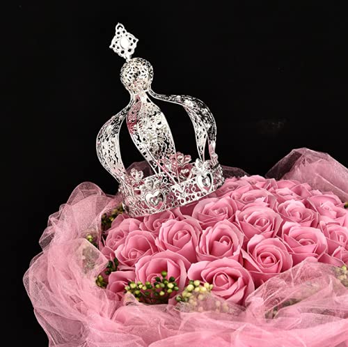 Crown Creative Metal Cake Topper Accessory Baby Shower Birthday Cake Decoration Crown For Boys & Girls Silver