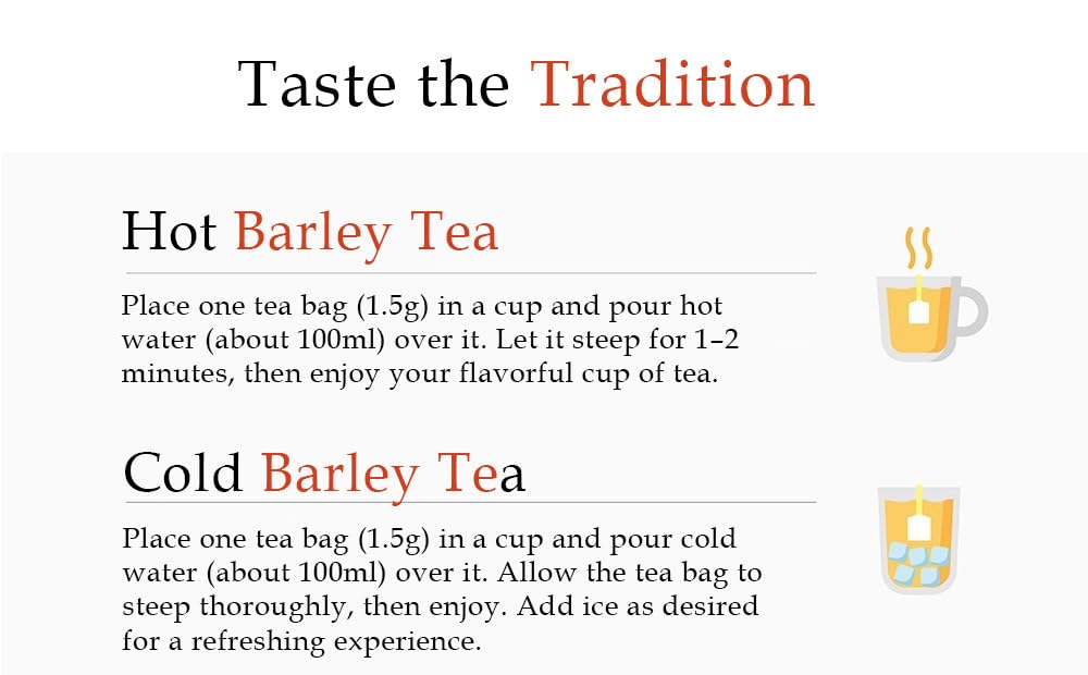 Damtuh Korean Barley Tea - Roasted Boricha Herbal Tea, Caffeine-Free, 50 Tea Bags (1.5g each)
