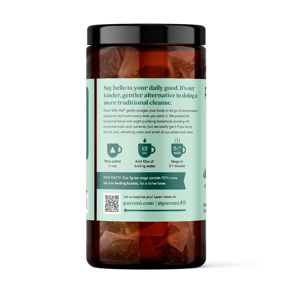 Paromi Detox With Me Rooibos Organic Tea Organic Herbal Tea, Signature Jar, 15 Count (Pack Of 6)