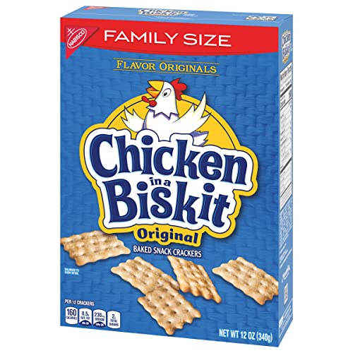 Chicken in a Biskit Original Baked Snack Crackers, Lunch Snacks, Family Size, 12 oz
