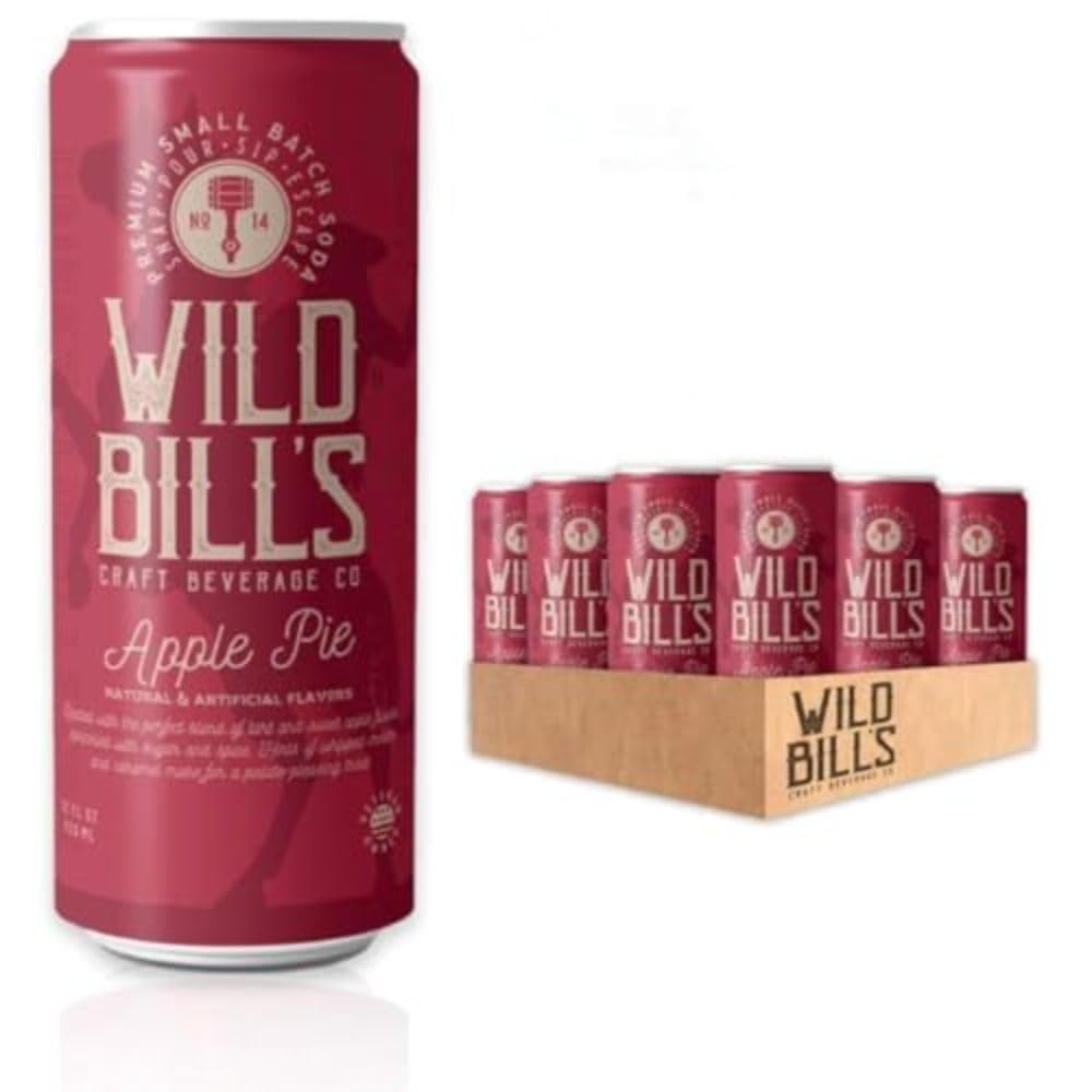 Wild Bills Apple Pie Soda - Classic Craft Soda, Caffeine Free, Vegan, 12 Fl Oz (Pack of 12)