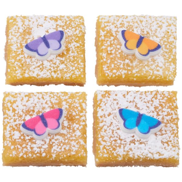 Pink, Yellow, Blue, And Purple Butterfly Edible Sugar Cake Toppers, 12 Count