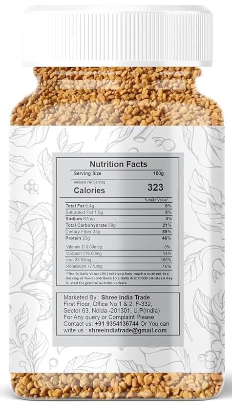 Ayurvedashree Fenugreek (Methi) Seeds Whole 100Gm | Trigonella Foenum Graecum | All Natural | Vegan | Non-Gmo | Indian Origin, U