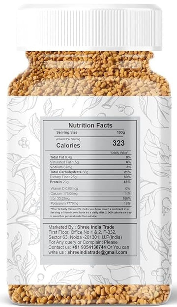 Ayurvedashree Fenugreek (Methi) Seeds Whole 100Gm | Trigonella Foenum Graecum | All Natural | Vegan | Non-Gmo | Indian Origin, U