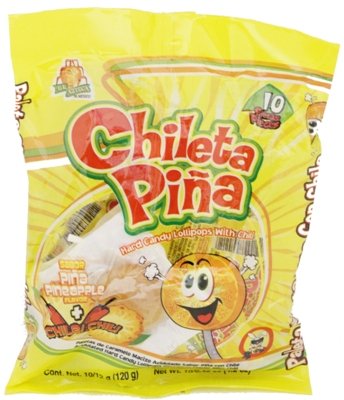 El Azteca Chileta Lollipops Pina W/chili - Bag 10ct