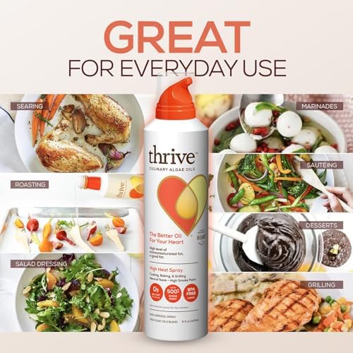 Thrive Cooking Spray - Everyday Algae Oil Culinary Blend High Heat Spray, Heart And Health-Conscious, Rich In Omega-9 Monounsatu
