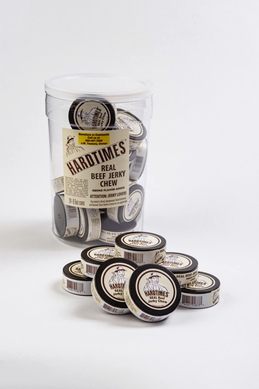 Hardtimes Beef Jerky Chew - Original Flavor - 24 Pack of 1/2 oz. Cans - 12 Ounce Total