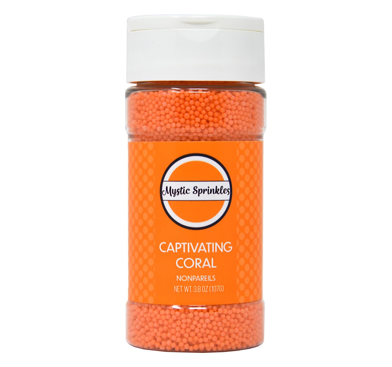 Mystic Sprinkles Solid Color Nonpareils 3.8Oz Bottle (Captivating Coral)
