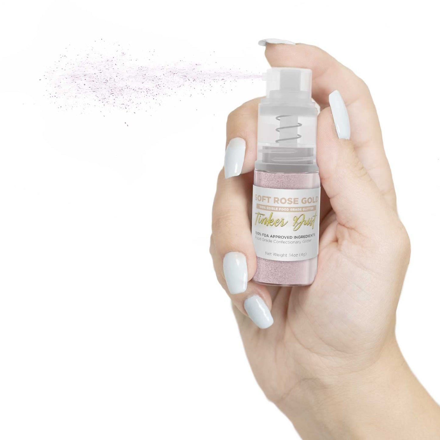 Tinker Dust - Soft Rose Gold (4G, 1X Mini Pump) Edible Glitter For Desserts, Beverages, Cupcakes, Cake Pops And Cookies By Bakel