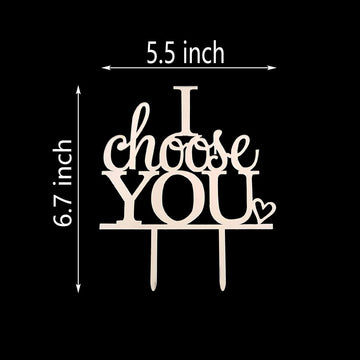 I Choose You Wedding Cake Topper For Wedding/Engagement/Marriage Party Decorations, Mirror Silver Acrylic