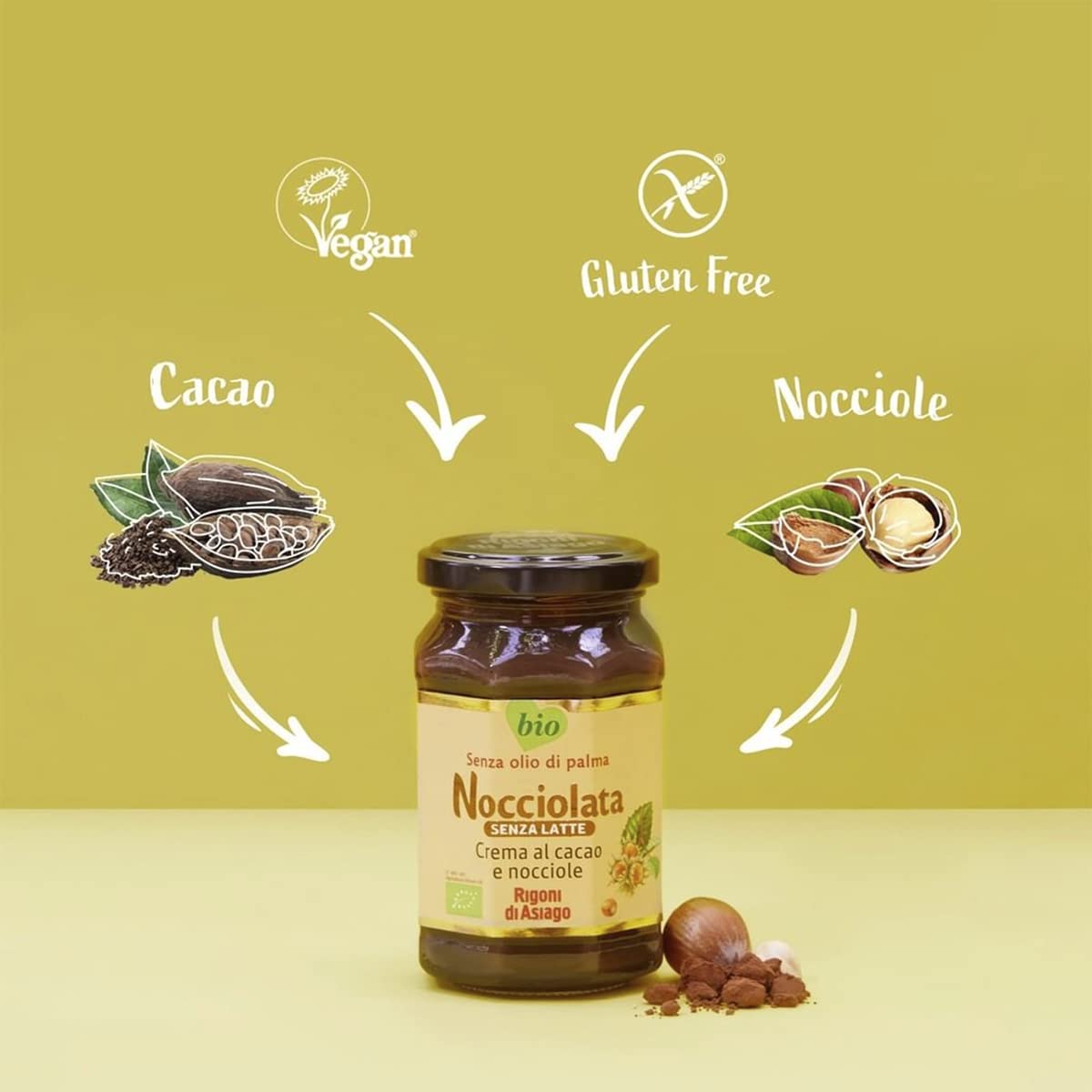 Rigoni Di Asiago Nocciolata Organic Spread, Hazelnut With Cocoa And Milk, 8.82 Ounce (Pack Of 6)