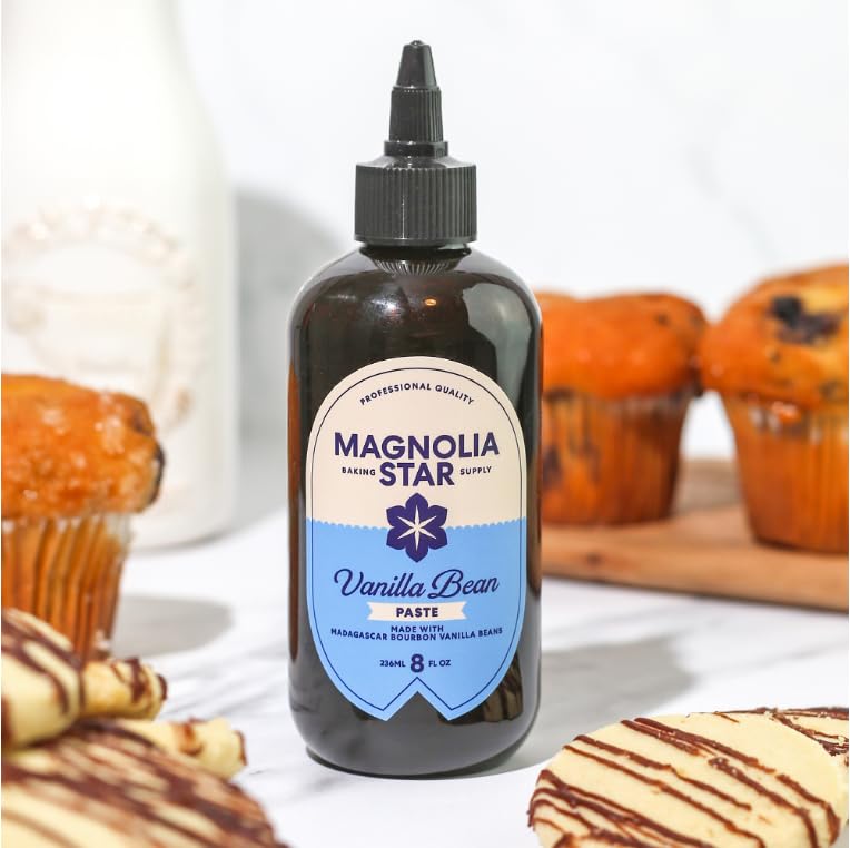Magnolia Star Vanilla Bean Paste - Madagascar spirit-inspired flavor Beans, Non-GMO, Vegan, Gluten-Free, 8 oz Squeeze Bottle