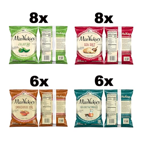 Miss Vickie s Kettle Cooked Potato Chips, Variety Pack, 1.375 Ounce (Pack of 28)