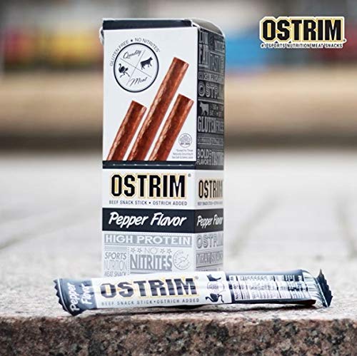 Ostrim Grass-Fed Beef & Ostrich Jerky Snack Sticks-Pepper Flavor, 1.5 Oz (Pack Of 10)