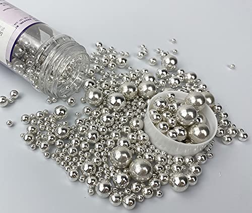 Edible Pearl Sugar Sprinkles Silver Candy 120G/ 4.2Oz Mixing Size Baking Cake Decorations Cupcake Toppers Cookie Decorating Ice
