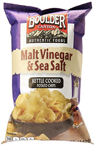 Boulder Canyon Kettle Cooked Potato Chips, Malt Vinegar And Sea Salt, 5 Oz