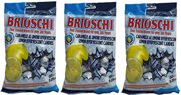 Brioschi Lemon Flavored Effervescent Fizzy Digestive Italian Candies 5.29 Oz (Pack Of 3) Bags